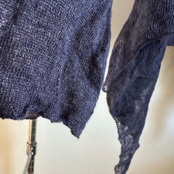 EILEEN FISHER Blue Linen Cropped Cardigan L - Picture 6 of 8